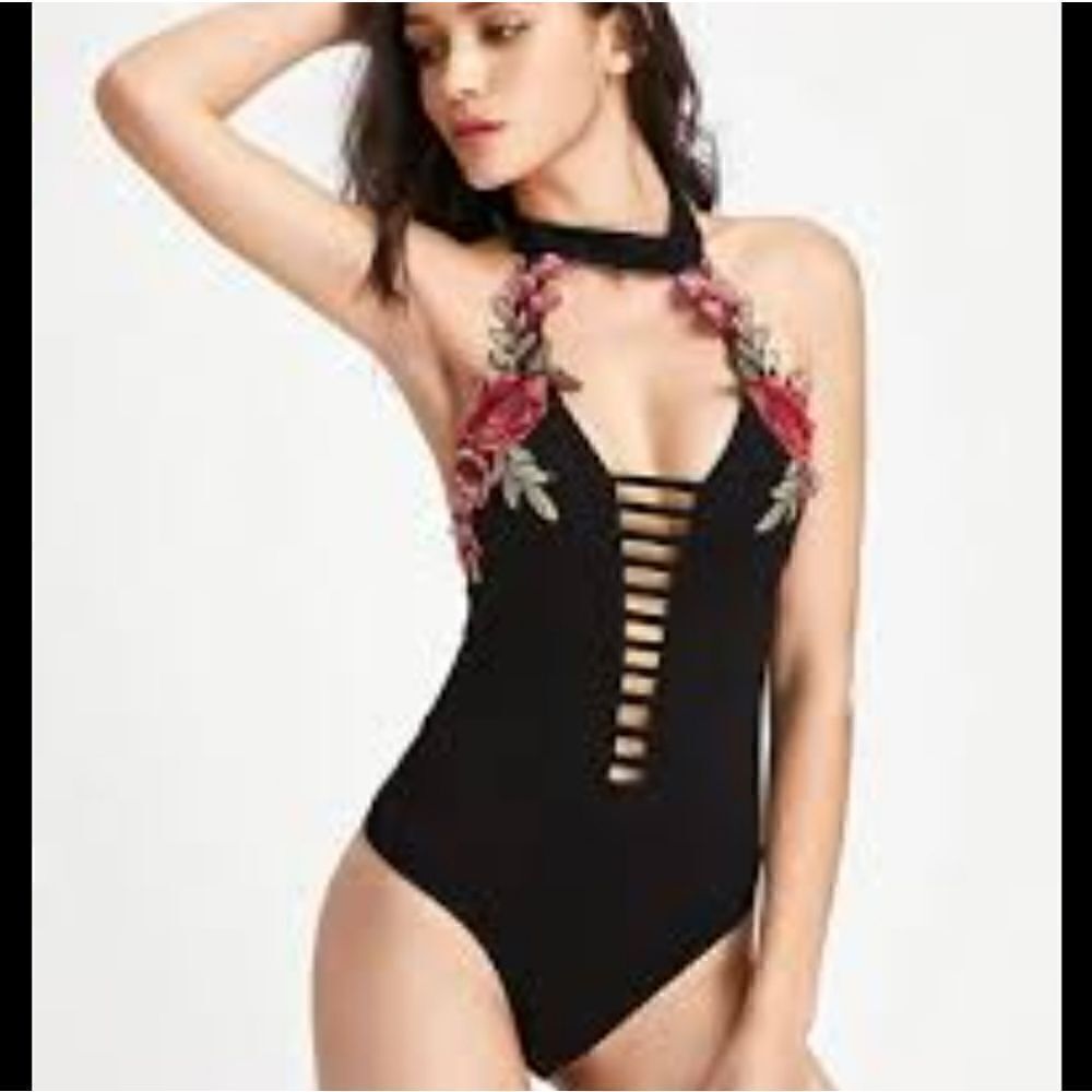New! Rose choker body suit‎
